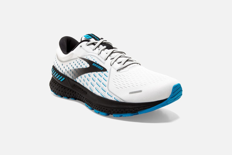 Brooks Israel Adrenaline GTS 21 Road Running Shoes Mens - White/Black/Blue - ISL-819740